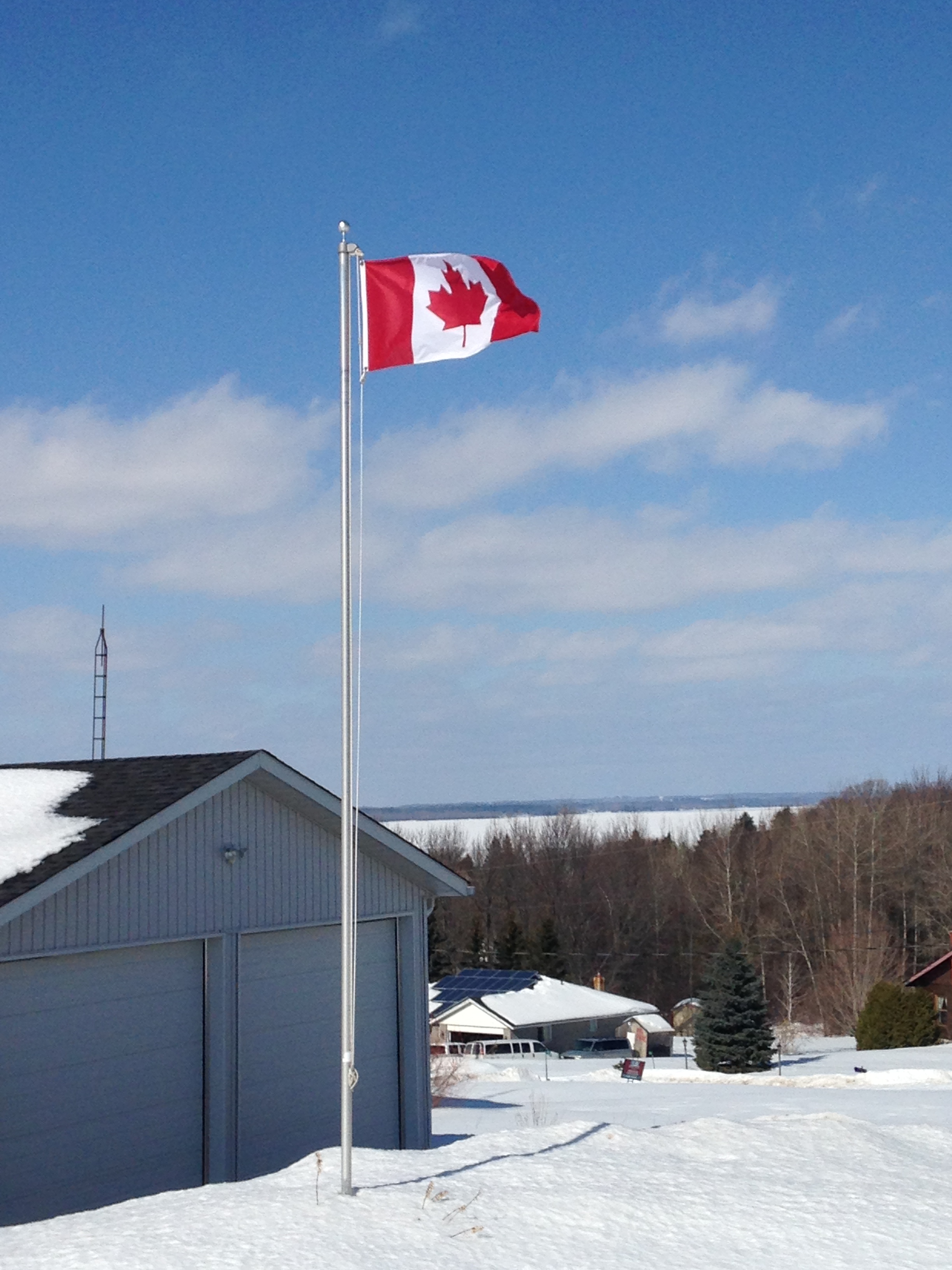 Aluminum Executive Straight Flagpole w/ Canadian Flag R & J Machine