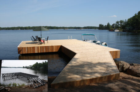 Permanent Steel Dock with vertical fascia in cedar