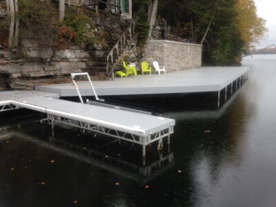 Permanent Steel Shoreline deck attached to rock face