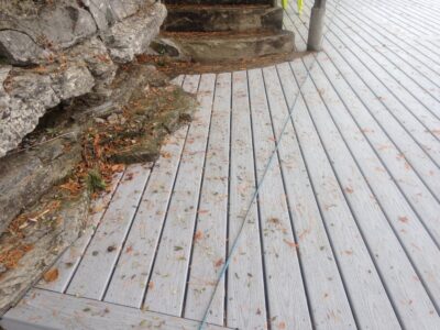 Profiled decking alone rock shoreline