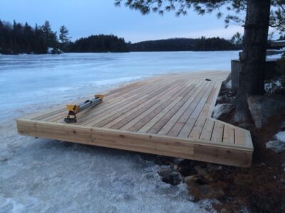 Shoreline dock section with cedar decking