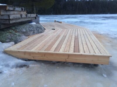 Shoreline dock section with cedar decking