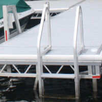 Aluminum Truss Pipe Dock with Grey VEKAdeck Pro Pvc Decking and White Premium bumper Trim