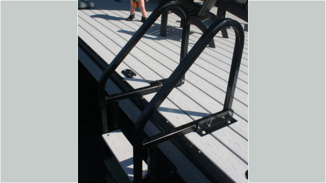 Aluminum Flip up Ladder with Pvc treads anodized black