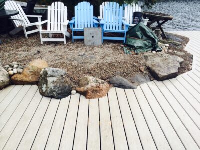 Profiled decking alone rock shoreline