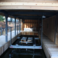 Wet Slip Lift with galvanized bed in Boatport- c/w optional Vertical Side Guides