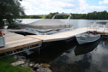 Pipe Docks at shore then a ramp out to floating dock system
