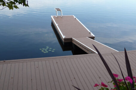 Floating Dock with Permanent Shore Section in PVC Decking