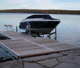 Cantilever Boat Lift beside Lift Up Step Dock