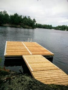 Aluminum Truss Floating Dock and ramp, with Western Red Cedar Decking