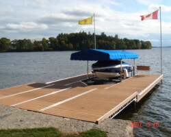 Lift up aluminum dock with flagpoles