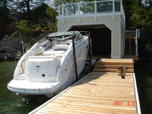 Marine railway and lift up step dock