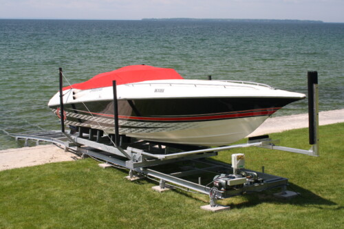 Marine railway with custom front nose guide