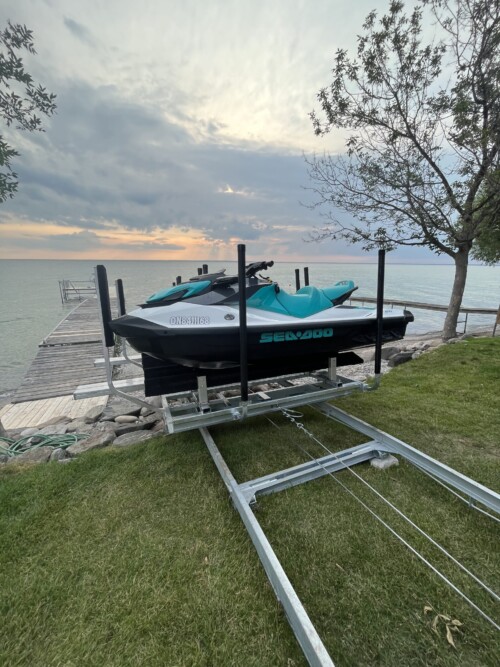 Sea-Doo on a metal carriage
