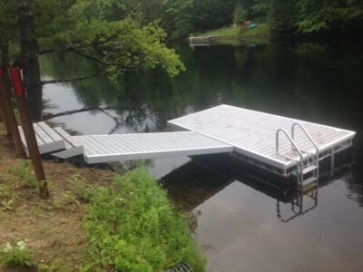 Ramp and floating dock system with pvc decking