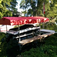 Cantilever Boat Lift with Roof System and Catwalk