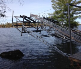 Two Lift Up Boat Lifts with centre Lift Dock section