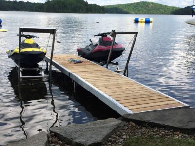 Wave X dock with a jet ski parked on each side.