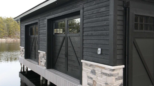 Black composite boathouse